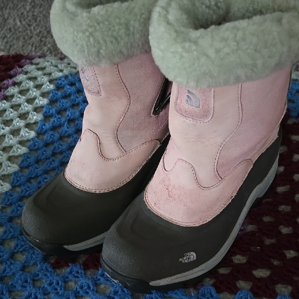 The North Face Pink and Brown Winter Boots